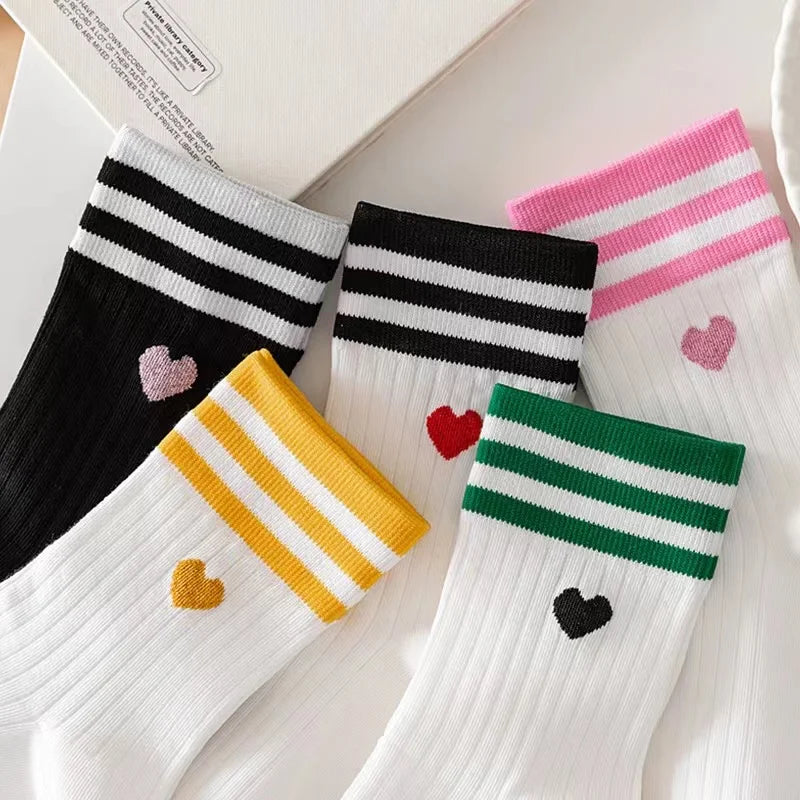 Chaussettes Cœur – Rayures colorées