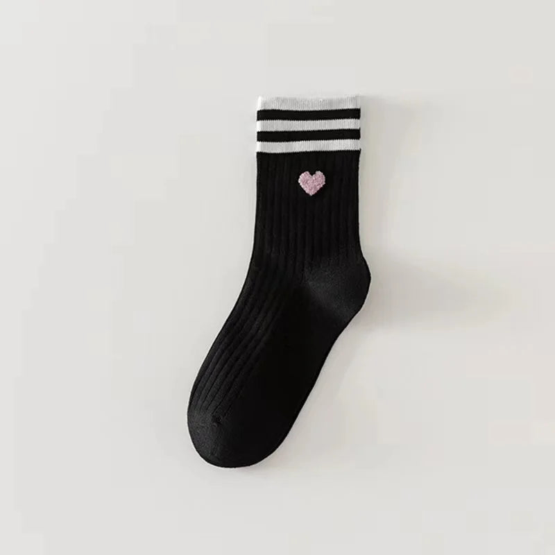 Chaussettes Cœur – Rayures colorées