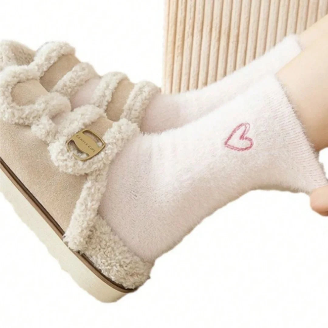 Chaussettes Cœur – Couleur unie – 5 Paires