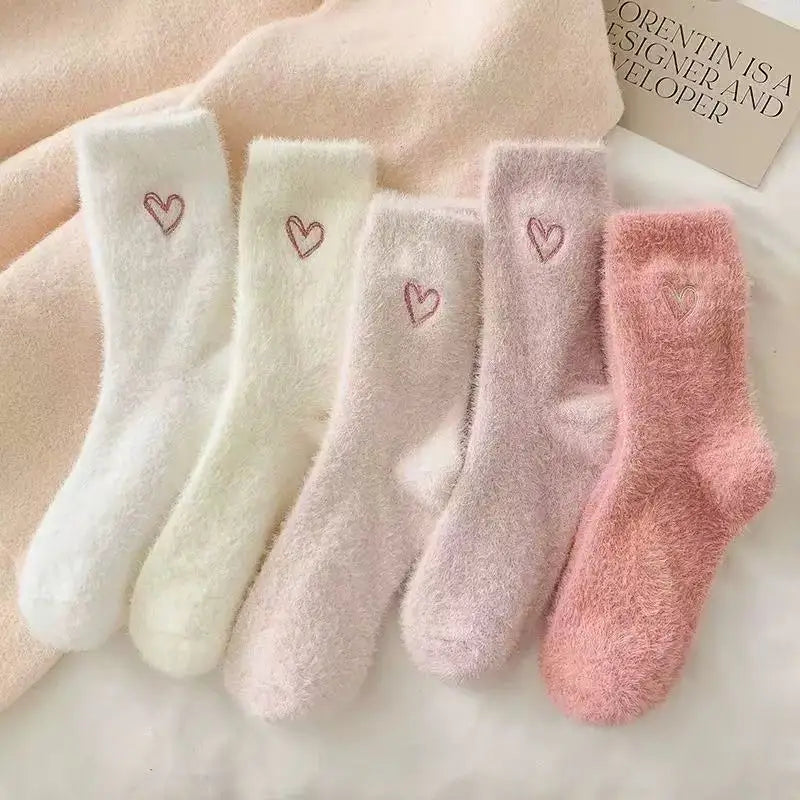 Chaussettes Cœur – Couleur unie – 5 Paires