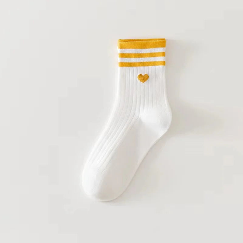 Chaussettes Cœur – Rayures colorées
